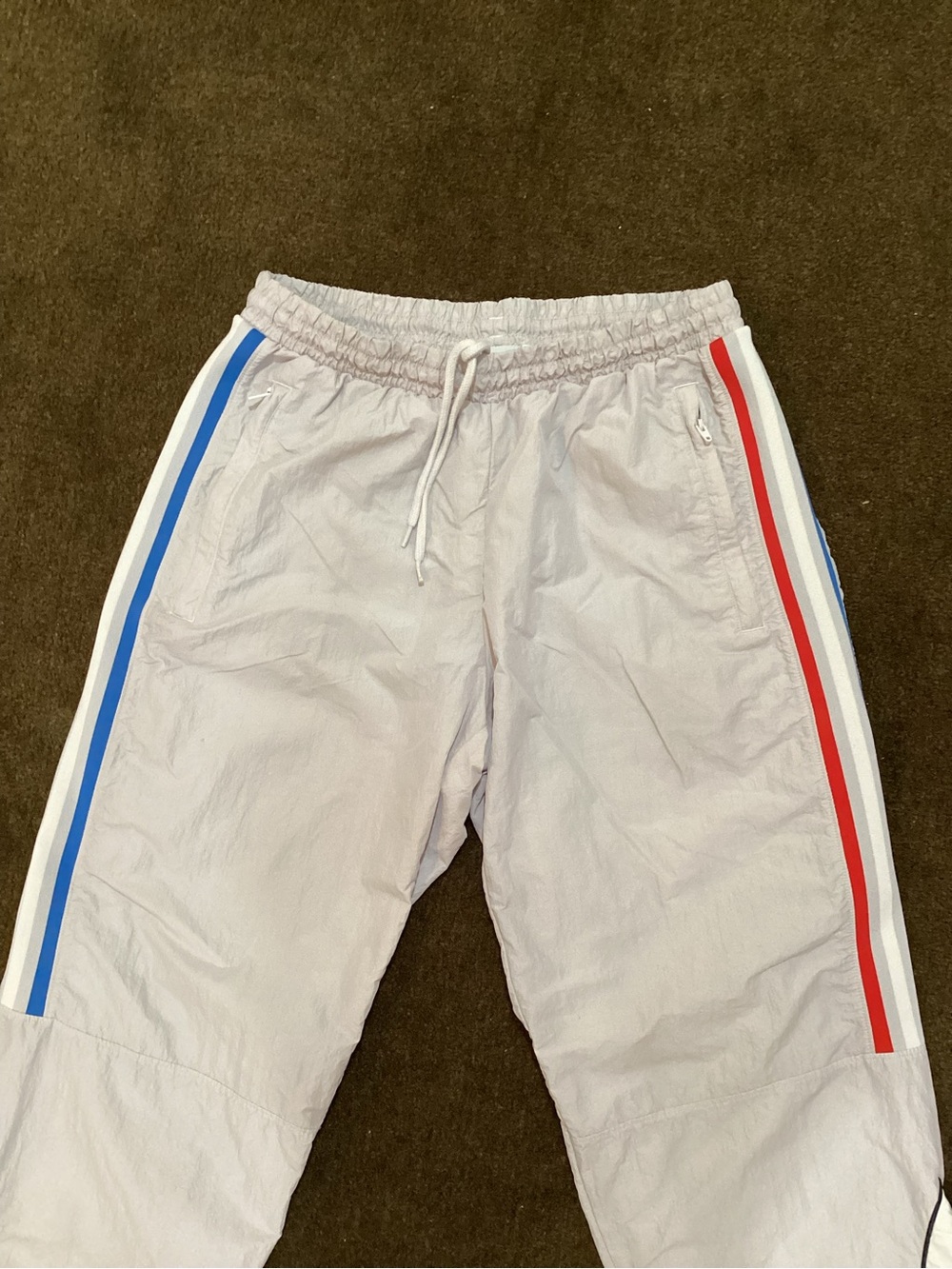 adidas White Joggers with Red & Blue Stripe Accents - Picture 2 of 6
